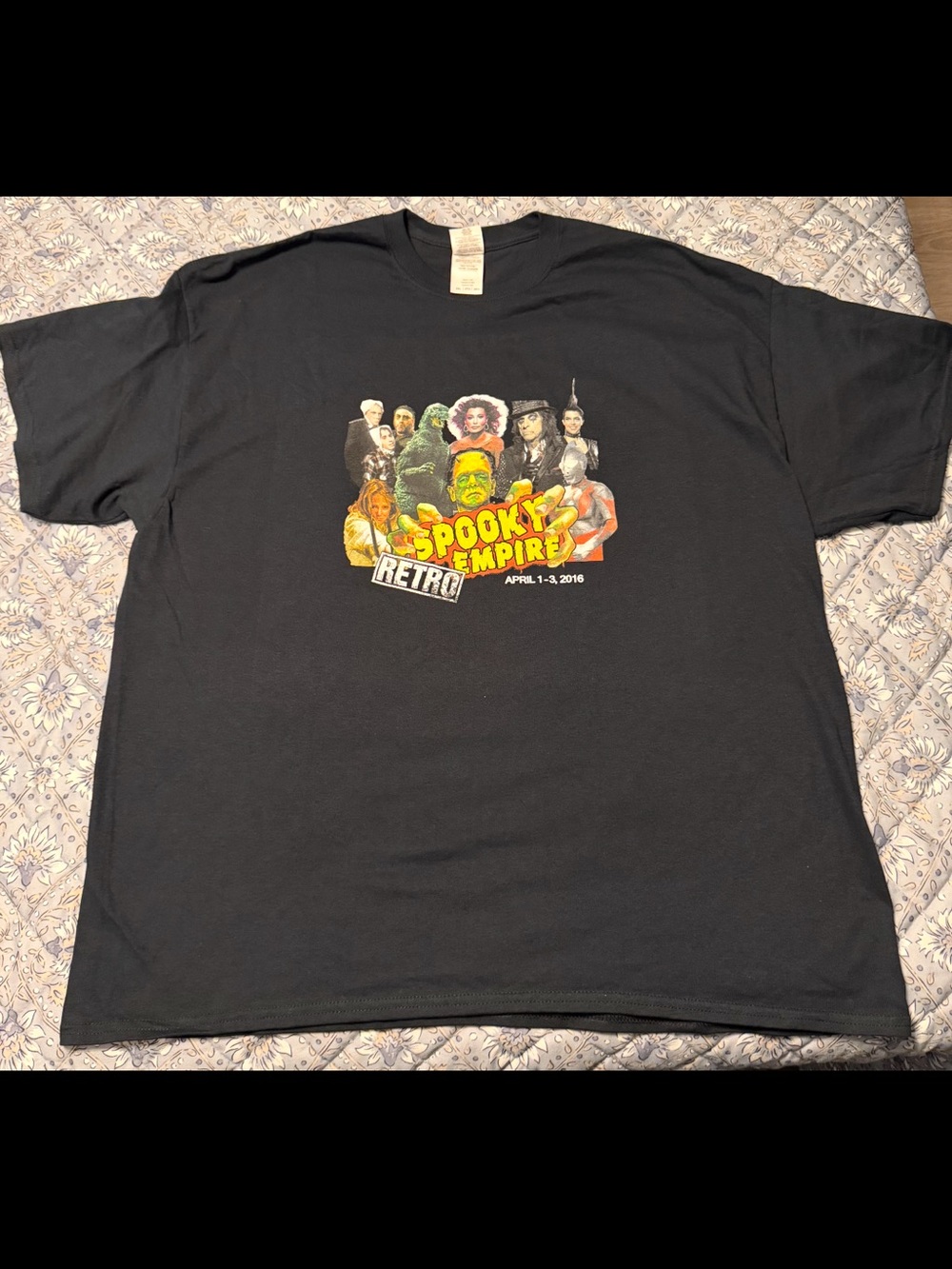 Spooky Empire Retro Black Ultra Cotton Tag Tee with Blue Logo